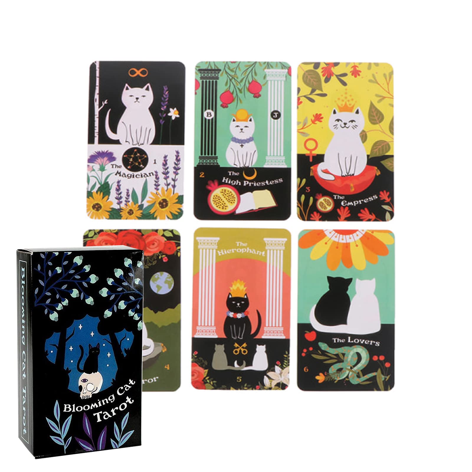 Amazon.co.jp: ブルーミングキャットタロット、12星座カード付き、猫